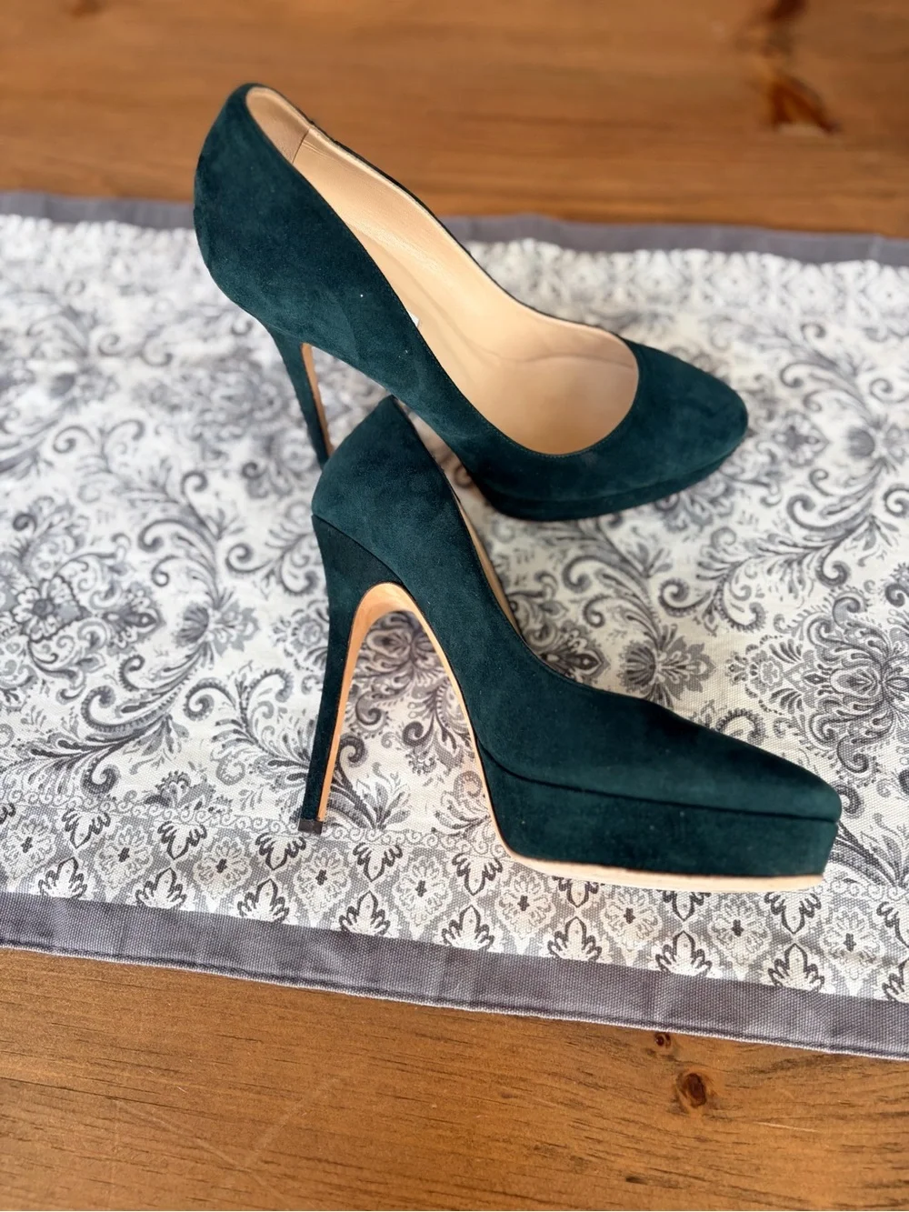 Jimmy Choo Deep Teal Suede Pumps